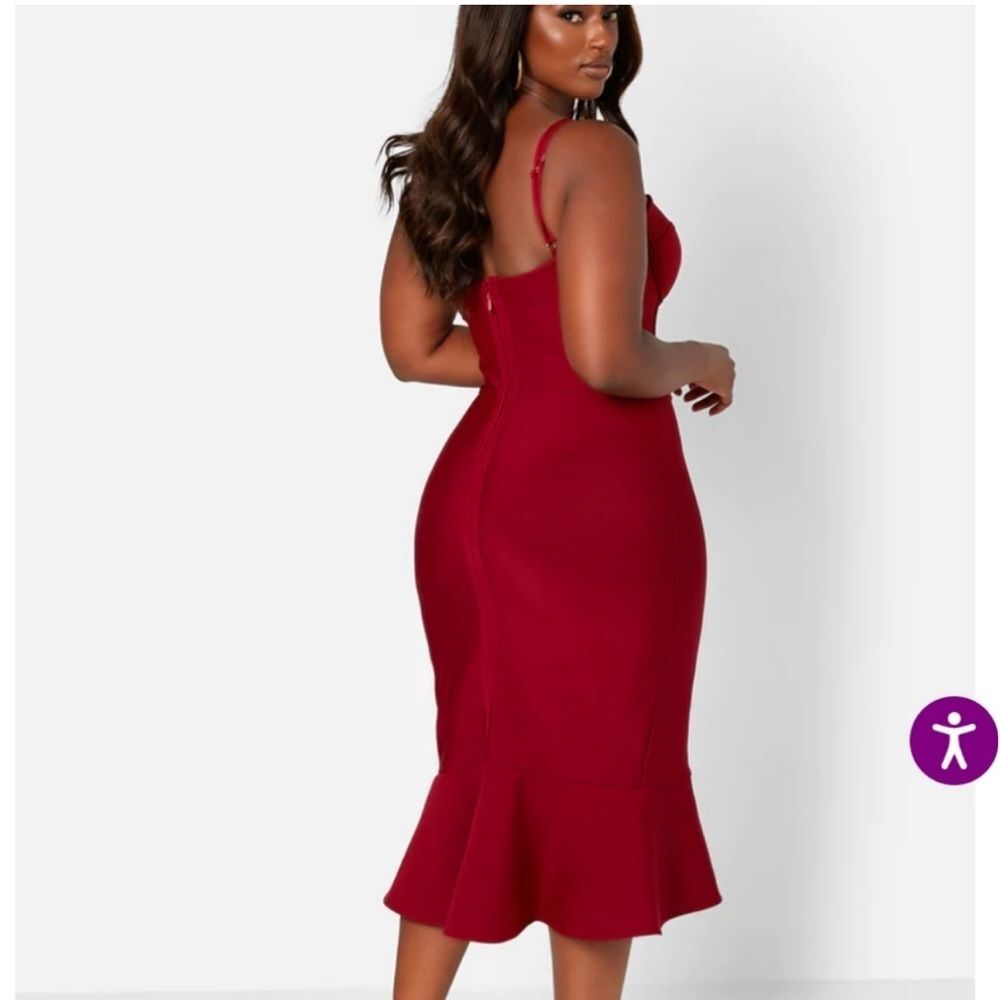 Rebdolls Femme and Fierce Peplum Bandage Midi Dress Size 4x NWT